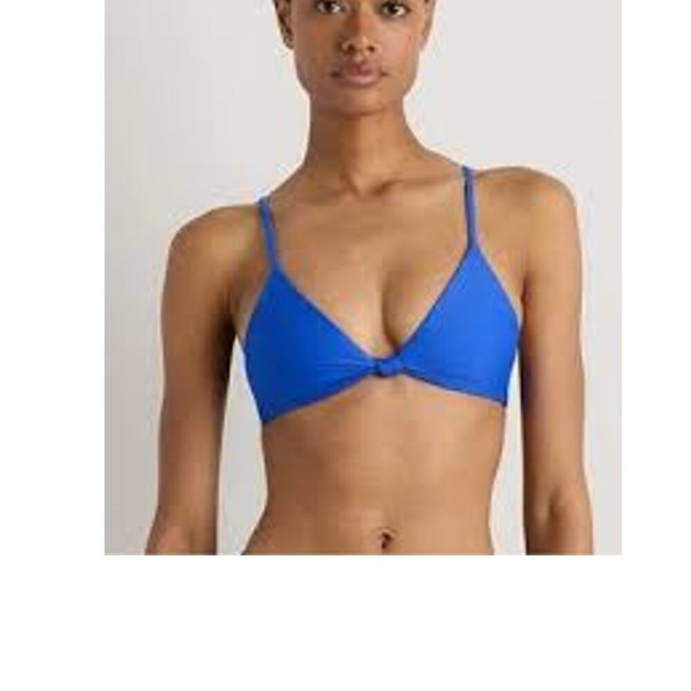 QUINCE Italian Knot Triangle Bikini Top SUSTAINABLE NWT Electric Blue Medium M